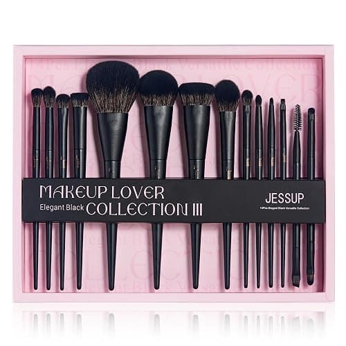 Jessup Makeup Brushes Set Jessup Make up Brushes 14Pcs Black Kabuki Foundation Eyeshadow Contour Concealer Powder Eyeliner Crease Eyebrow Blending Brush with Gift Box, T336-G - Image 1