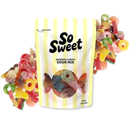 Swedish Sour Candy Mix 1/2lb – Authentic Scandinavian Imported Sour Gummies Variety Bag, Tangy Pick & Mix Assortment & Premium Sour Candy Gift - Image 1