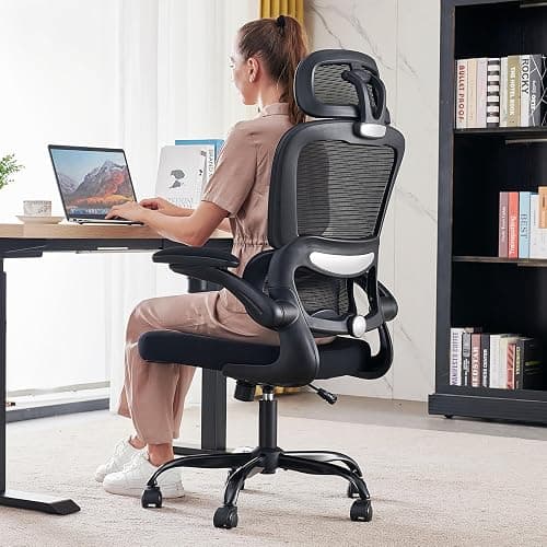 TRALT Office Chair Ergonomic Desk Chair, 330 LBS Home Mesh Office Desk Chairs with Wheels, Comfortable Gaming Chair, High Back Office Chair for Long Hours (Black) - Image 1