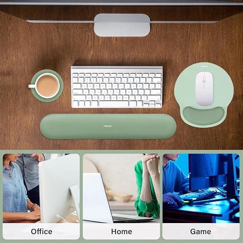 MOSISO Wrist Rest Support for Mouse Pad&Keyboard Set, Circle Curved Ergonomic Mousepad&Coaster Non-Slip Base Home/Office Pain Relief&Easy Typing Pad with Soft Cloth&Silicone Lining, Antique Green thumbnail 7