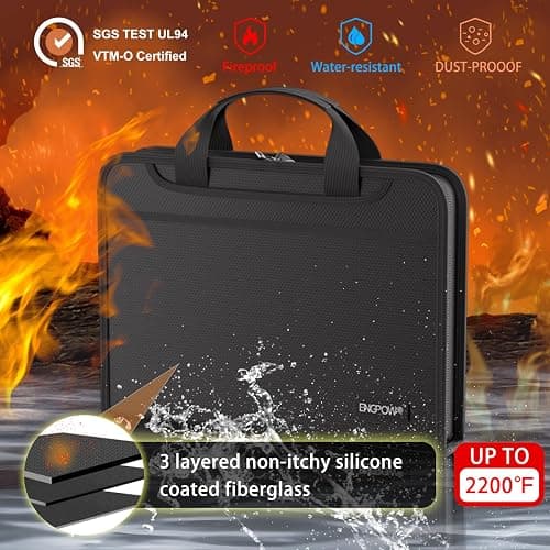 ENGPOW Accordion File Organizer, Fireproof Expanding File Folder with 13 Pockets Document Organizer with Handle & Labels, Portable Home Travel Safe Storage for Letter A4 Files and More, Black thumbnail 3