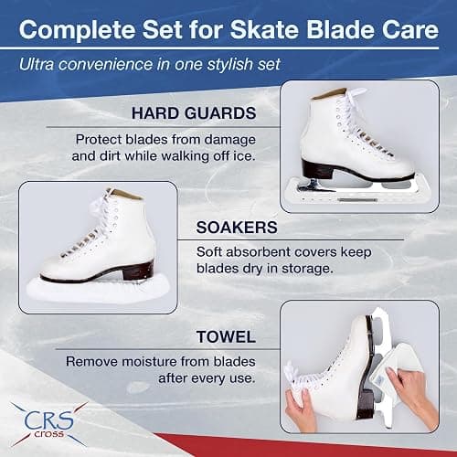 CRS Cross Skate Guards, Soakers and Towel Gift Set - Ice Skating Guards and Soft Skate Blade Covers for Figure Skating or Hockey thumbnail 2