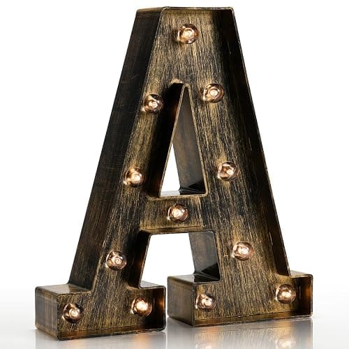 Pooqla Vintage Light Up Marquee Letters with Lights – Illuminated Industrial Style Lighted Alphabet Letter Signs - Coffee Bar Apartment Bedroom Wall Home Initials Decor A-Z - Image 1