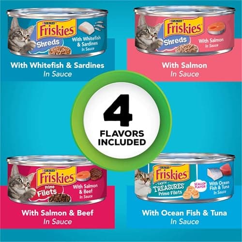Purina Friskies Wet Cat Food Variety Pack Fish-A-Licious Extra Gravy, Prime Filets and Tasty Treasures - (Pack of 32) 5.5 oz. Cans thumbnail 2