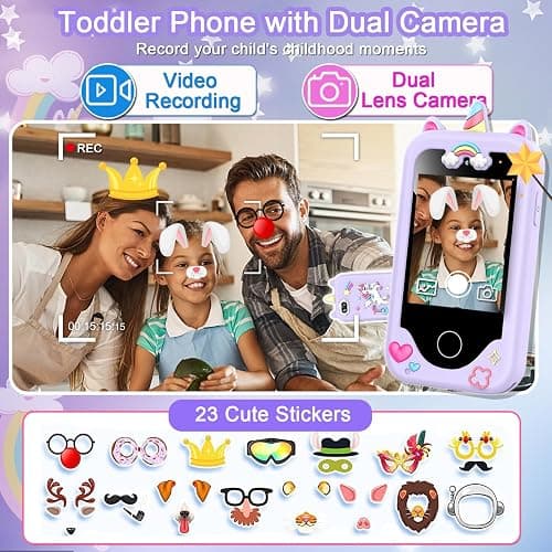 Kids Smart Phone for Girls, Christmas Birthday Gifts for Girls Age 3-10 Kids Toys Cell Phone, 2.8" Touchscreen Toddler Learning Play Toy Phone with Dual Camera, Game, Music Player, 8GB Card Purple thumbnail 3