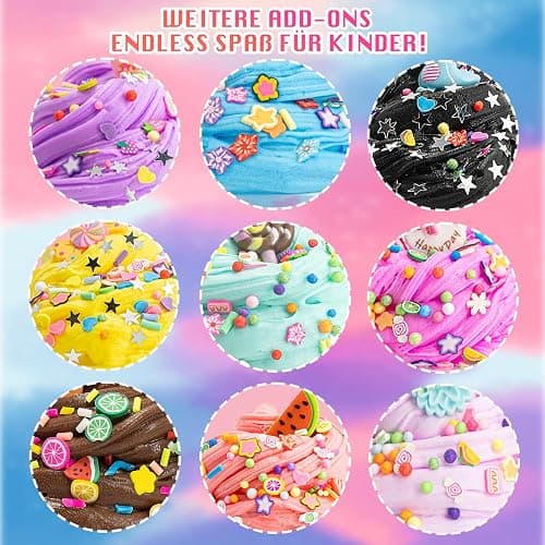 Schleim Kinder, 15 Pack Slime Set, Mädchen Geschenke 8 Jahren, DIY Butter Slime, Glitter, Charms, Fruit Slices Basteln Mädchen, Kleinkinder im Alter von 6-12 Jahren, Kleine Geschenke für Kinder thumbnail 4