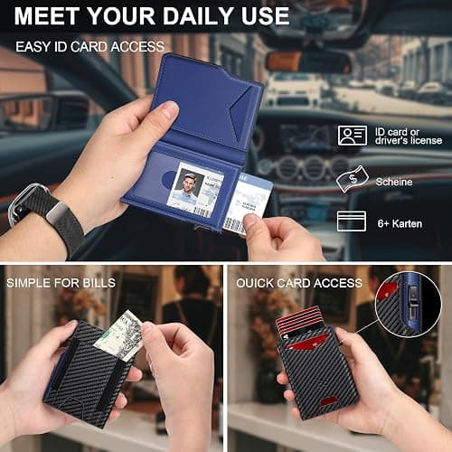 Wallet for Men Wallet with Slim Pop Up Card Holder 9-13 Cards, Bifold Minimalist Smart Wallet RFID Blocking Credit Card Holder with ID Window & Stretchable Cash Slot Compact Metal Aluminum Card Case thumbnail 8