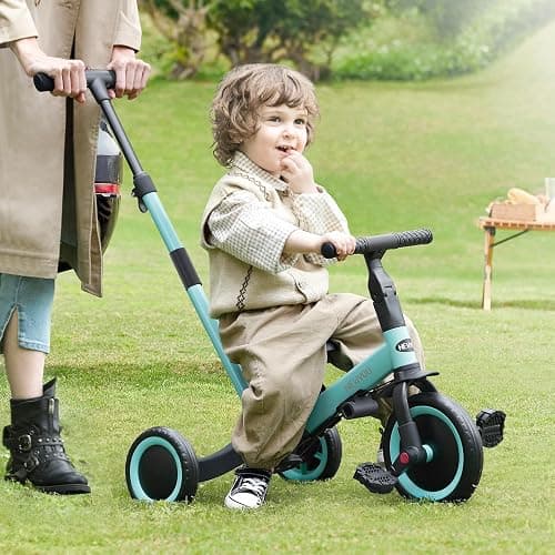 newyoo Tricycles for 1-3 Year Olds, Toddler Bike, Birthday Gift and Toy for Boys and Girls, Toddler Tricycle with Parent Push Handle, Trike with Backrest and Safety Belt, Blue, TR007 thumbnail 2