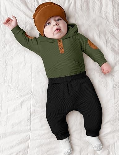 Fommy Baby Boy Clothes Colorblocked Long Sleeve Hoodie + Long Pants 2PCS Fall Winter Outfits Set thumbnail 3