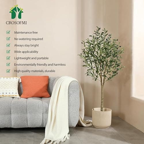 CROSOFMI Olivier Artificiel 150cm en Pot Fausse Plante Verte Décoration pour Intérieur Extérieur Maison Chambre Salon Balcon Cour Jardin thumbnail 6