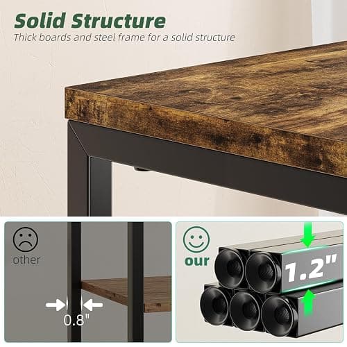 Simple Trending Side Table, End Table Night Stand, 3 Tiers Shelf for Living Room, Rustic Brown thumbnail 6