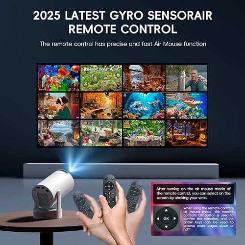 [Built-in Apps & 2025 Upgraded] Mini Projector with WiFi 6 and Bluetooth 5.4 Support 4K 1080P Auto Keystone 180° Rotatable Projector Portable Compatibile with HDMI/TV Stick/Memory Stick/Laptop, White thumbnail 7