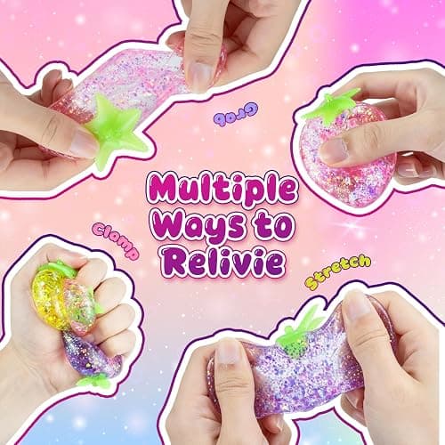 3pc Fruit Squishy Stress Balls,Glitter Squishies ,Sugar Filled Squishy ,Pineapple,Strawberry,Grapes Cute Sensory Fruit Squishies Toys for Birthday Gifts,Ideal for Relax, Focus,Party Favors thumbnail 5