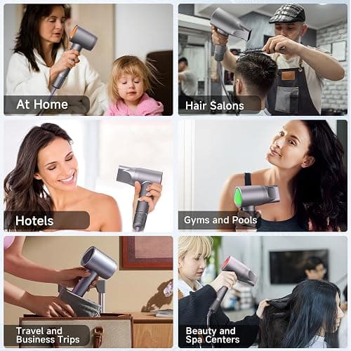 Hair Dryer, 160000 RPM Portable Professional Ionic Hair Dryer with 500 Million Negative Ions, Fast-Drying, Low Noise with Diffuser & Nozzle, Lightweight for Home and Travel thumbnail 5