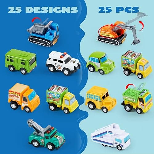 JOYIN Ensemble de Véhicules Jouets Voitures et Camions de Ville de 25 Pièces pour Enfants en Bas âge, Filles et Garçons, Ensemble de Voitures Moulées sous Pression thumbnail 4