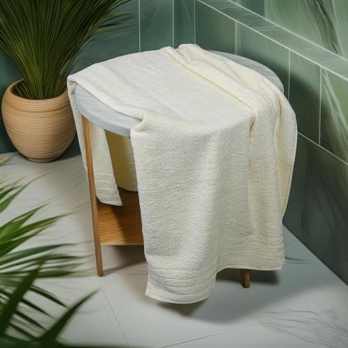 Tens Towels 4 Piece Extra Large Bath Towels 30 x 60 Inches, Cream | 100% Cotton, Larger & Lighter Weight, Quicker to Dry, Super Soft and Absorbent, Perfect for Bathroom thumbnail 6