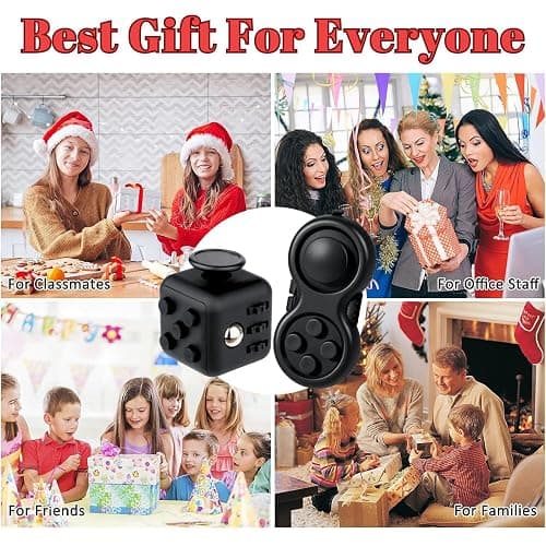 Yeefunjoy 2 PCS Fidget Toy Set, Fidget Pad, Fidget Toy Cube Sensory Toy Relieves Stress and Anxiety Toys Finger Toy Office Classroom Toy Gift for ADD, ADHD, Autism, Adults, Kids (Black) thumbnail 6