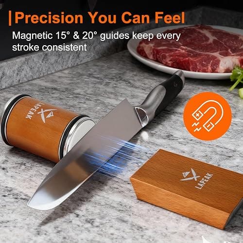 Rolling Knife Sharpener Kit, Knife Sharpener Tool, Knife Sharpening with Diamonds and Ceramic for Steel of Any Hardness, Kitchen, Outdoor & Utility Knives Sharpener with 15° & 20° Magnetic Angle. thumbnail 3