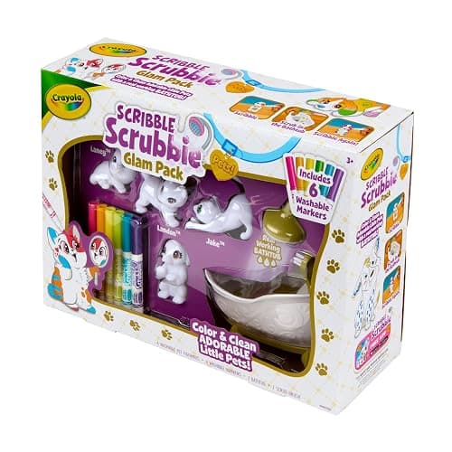 Crayola Scribble Scrubbies Glam Pack (4 Pets), Holiday for Kids, Washable Pet Care Toy, Coloring Animal Craft, Stocking Stuffer Toys for Girls & Boys, 3+ thumbnail 5