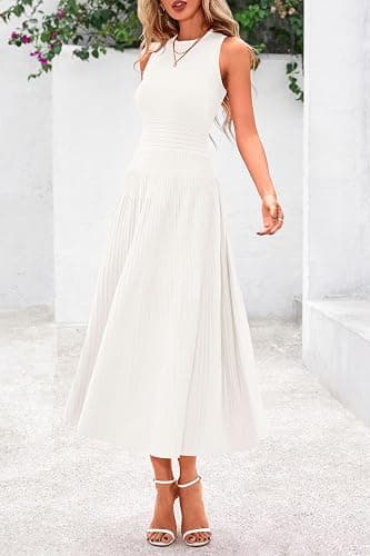 PRETTYGARDEN Spring Casual Dresses for Women 2026 Summer Business Work Midi Sleeveless A Line Pleated Cocktail Dress thumbnail 5