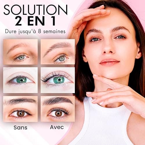 Kit Rehaussement de Cils, Brow Lift Kit Sourcil, Solution 2 en 1, Durée 6-8 Semaines, 15 Applications, Permanente DIY Sourcils, Lash Lift, Rehaussement Cils - BLK7 thumbnail 3