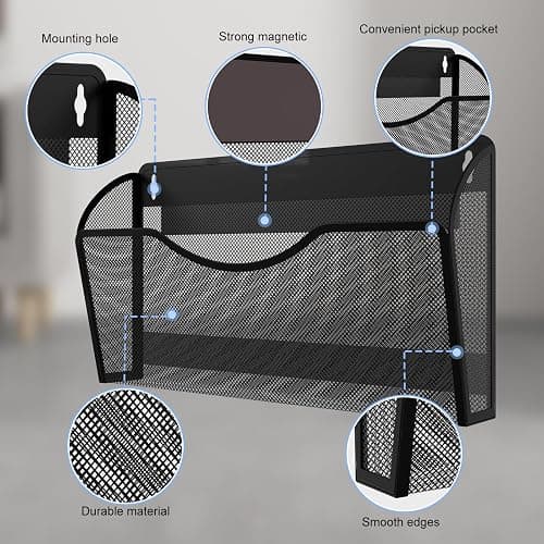 Magnetic File Holder 3 Pockets File Folder Organizer, Office Hanging Magazine Rack for File Cabinets, Magnetic Paper Holder, No Drilling Mail Organizer for Refrigerator, Whiteboard, Office, Kitchen thumbnail 4
