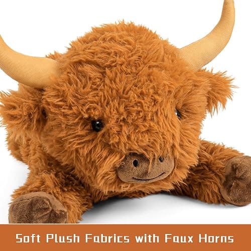 5lbs Highland Cow Weighted Stuffed Animals, 24in Giant Highland Cow Gift Plush Toy,Adorable Stuffed Animal for Kids and Adults Highland Cattle Plushie Pillow Decor thumbnail 6