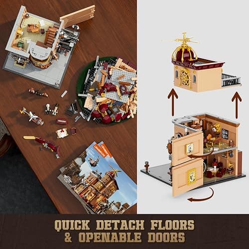 Lumibricks Steampunk Flying Club Lighting Building-Bricks Set - 1871 Pcs Modular Building Blocks Display Collectible Set for Adults thumbnail 3