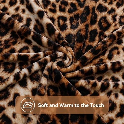 KOKGYM Brown Leopard Print Throw Blanket, Soft Warm Plush Flannel Blanket for Couch Bed Travel, Trendy Animal Print Room Decor, Cozy Fluffy All-Season Blankets for Home Decoration, 50" x 60" thumbnail 3