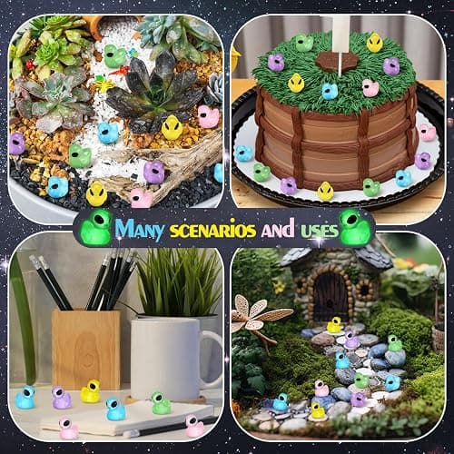 VioraWhite 100 Pcs Luminous Alien Duck Figurine Glow in The Dark Mini Funny UFO Sci-fi Resin Duck for Christmas Party Dashboard Decor Desk Collectible Cute Alien Decor Prize Boxes Stocking Stuffers thumbnail 5