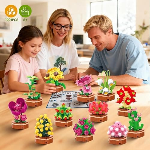 KOJAYHOL 12 Pack Flower Succulent Building Block Set, 1001 Pcs DIY Creative Flowers Bouquet Model Kit for Adults and Teens, Artistic Floral Home Decor, Perfect Christmas Birthday Gift for Loved Ones thumbnail 2