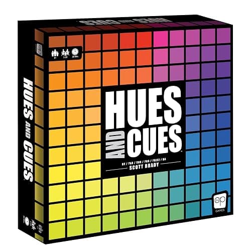 The OP Usaopoly | Hues and Cues Multilingue Jeu de Société en Francais Multilingue pour Toute la Famille | Jeu de Fête pour 3-10 Joueurs | Reliez Les Indices de 480 Cases Colorées - Image 1