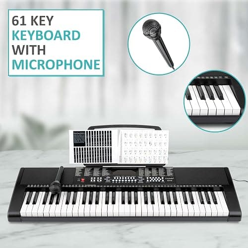 Crystals® 61 Keys Electronic Teaching Keyboard Digital Music Piano Instrument & Microphone - Black thumbnail 7