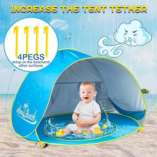 Monobeach Baby Beach Tent Pop Up Portable Shade Pool UV Protection Sun Shelter for Infant - 01 Blue Baby Beach Tent thumbnail 6