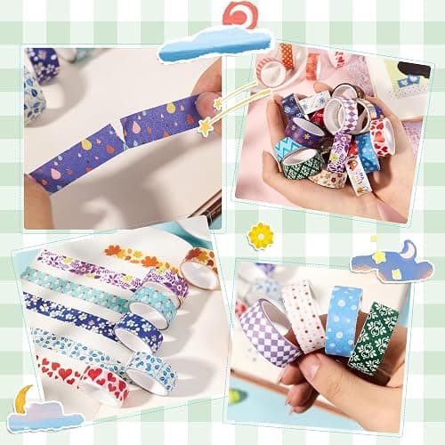 emmoolife 50 Rolls Washi Tape Set, 15mm Wide Rainbow Colored Tape Aesthetic Design Masking Decorative Tape for Scrapbooking Supplies, Bullet Journaling, Junk Journal, Wrapping Planners, DIY Arts Craft thumbnail 8