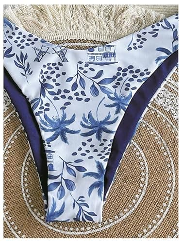 MakeMeChic Women's Polka Dots Triangle Thong Bikini Sets Floral Cute Bathing Suit Swimsuits thumbnail 6