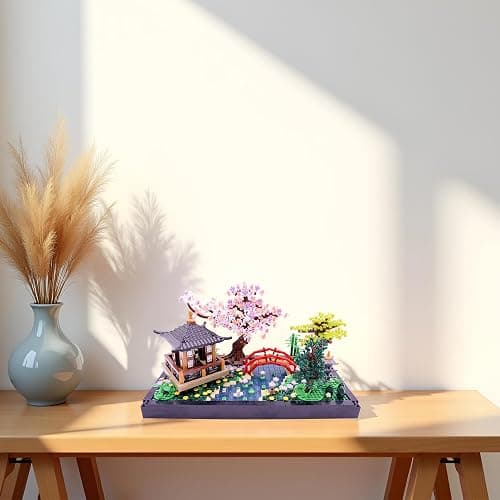 Alizdd Micro Building Blocks Sets，Chinese Zen Garden Architecture and Cherry Blossom Bonsai Tree Building Toys for Adults，Japanese Sakura House Model，Creative Mini Bricks Gift for Kids 14+，2280 PCS thumbnail 2