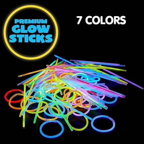 JOYIN Knicklichter Party Set für Kinder,100 Stück Leuchtstäbe, 100 Verbinder, 7 Farben, Neon Knicklichter Ketten Sets für Halloween decoration, Party Deko für Festival Hochzeiten Weihnacht thumbnail 5