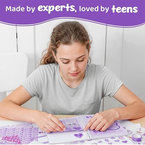jackinthebox DIY Journal for Girls Ages 8-12, 242 pcs, Scrapbook Kit, Tween Girls Gifts, Girls Journal Kit, Includes 10 Mental Health Exercises (Purple) thumbnail 5