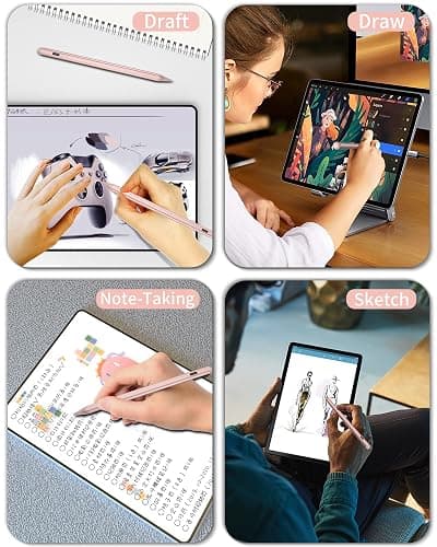 Stylus Pen for iPad 2018-2025, 15 Mins Fast Charge for Apple Pencil with Palm Rejection, Compatible with iPad 11/10/9/8/7/6, Pro M4/12.9"(6/5/4/3)/11", Air M3/M2/5/4/3, Mini A17 Pro/6/5,Rose thumbnail 8