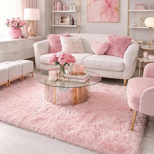 Light Pink Area Rugs for Bedroom Girls, Living Room Decor, Fluffy Fuzzy Plush Shag Rug 4x6 for Kids Room, Soft Cute Aesthetic Floor Fur Carpet for Baby, Toddler, Teen, Nursery, Preppy Dorm, Playroom thumbnail 8