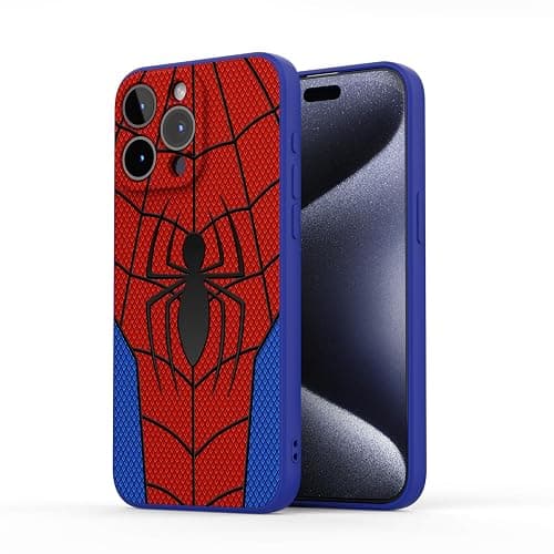 LPAYUHDB Superhero Style Comic Silicone Protection Pattern Case for iPhone 13 pro max, Lovely Spider Image case for iPhone 13 pro max, Non Slip Protection Case for Boys and Girls (BLUE-SPIDER-T101) thumbnail 2
