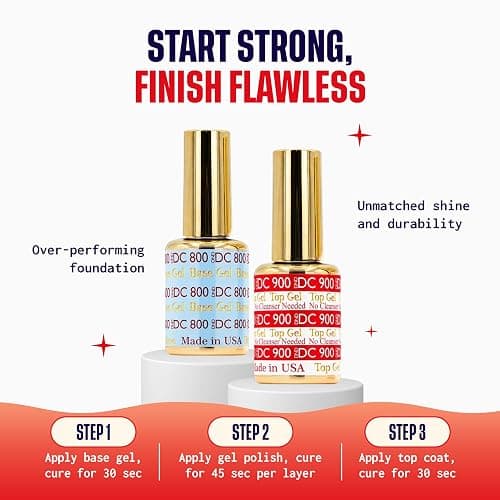 DND Base Gel and Top Gel Polish Set, UV/LED GelBase Polish and No Cleanse Top Coat, Professional Gel Polish Duo, 0.5 Fl Oz Each thumbnail 5