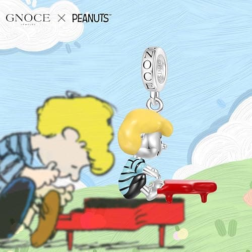 GNOCE Peanuts Snoopy Pendant Dangle Charm for Women, S925 Sterling Silver Dangle Charms for Women Wife, Valentine‘s Day, Mother’s Day Jewelry (Schroeder Piano) thumbnail 7
