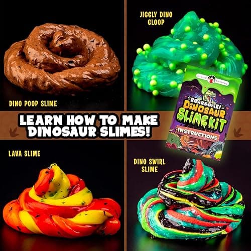 Original Stationery Dinosaur Slime Kit for Boys, DIY Glow-in-The-Dark Slime Set with Lava, Blood & Dino Poop, Fun Sensory Play Activity with Glitter Formula, Gift for Birthdays, Christmas & Holidays thumbnail 3