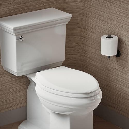 KOHLER 4636-RL-0 Cachet ReadyLatch Elongated Toilet Seat Slow Close, Soft Close Toilet Seat Quiet Lid, Contoured Grip-Tight Bumpers Installation Hardware, Apartment Essentials, White thumbnail 2