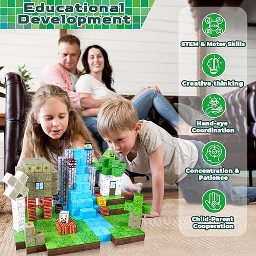 ToyUnited Magnetic Blocks-100PCS Magnetic Building Blocks Magnet Cube Toys Stacking,Build Forest World Set,STEM Montessori Sensory Toys for Kids Boys Girls Age 3 4 5 6 7 8 9 10 Easter Birthday Gift thumbnail 6