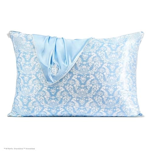 Kitsch x Bridgerton Satin Pillowcase with Zipper for Hair Skin, Softer Than Silk Pillow Cases, Wrinkle-Free, Cooling Satin Pillow Covers, Bridgerton - Toile De Blue, Standard Size (19"x26") thumbnail 3