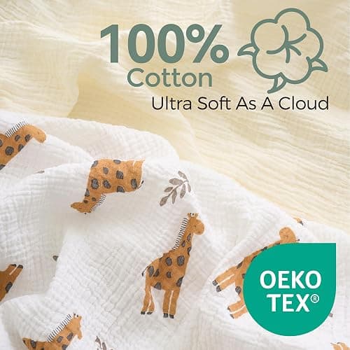 Momcozy Baby Washcloths - 4 Layer Design| Medium Thickness| Soft & Absorbent| Premium Cotton for Newborns'Skin-Great for Bathing, Wiping & on-The-go Use, Shower Gift and Essential(5 Pack, 10x10 inch) thumbnail 6
