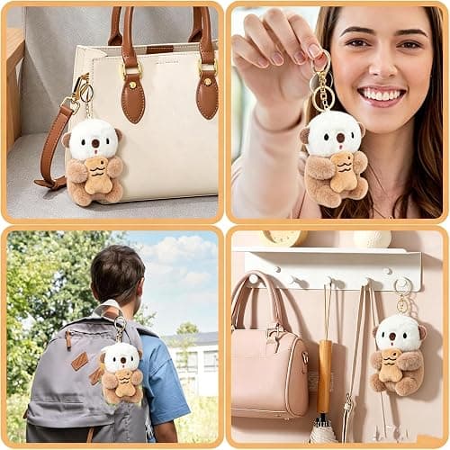 Plush Keychain Bag Charm, Stuffed Animal Keychain for Handbags Backpacks | Bag Charm Chain Purse Charms Keychain for Handbags Bags thumbnail 3